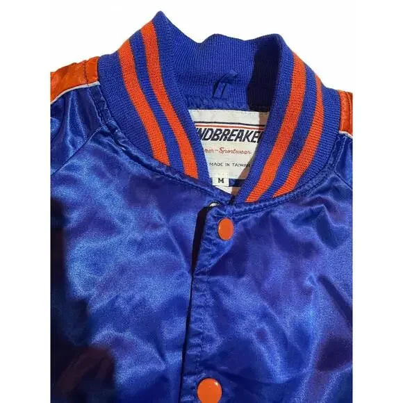Vintage Windbreaker Satin Jacket Blue Orange M - Picture 3 of 7